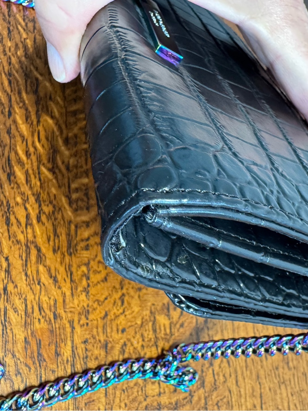 Kurt Geiger Black Croc Kensington Wallet with Rainbow Hardware - Like New - Picture 8 of 14